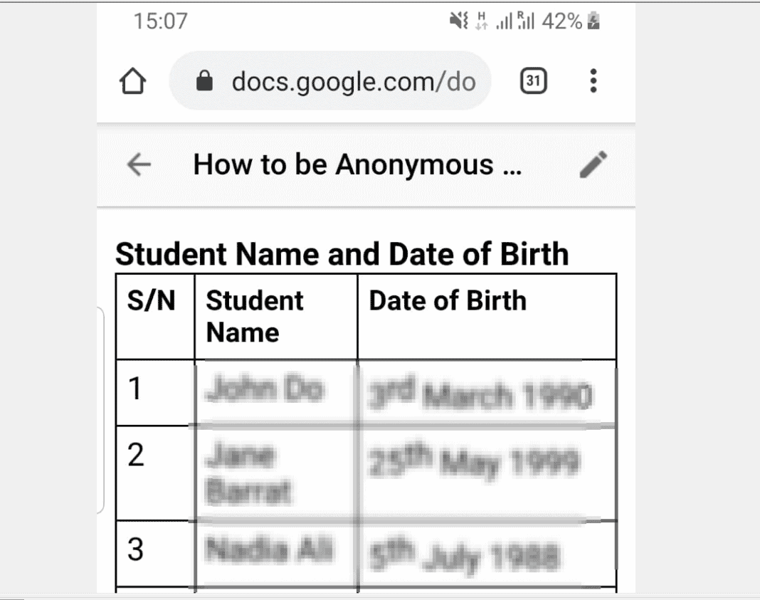 How to be Anonymous on Google Docs from the App