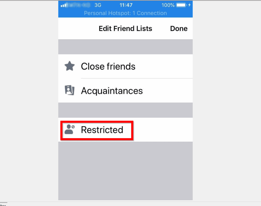 How to Restrict Someone on Facebook from the iPhone App