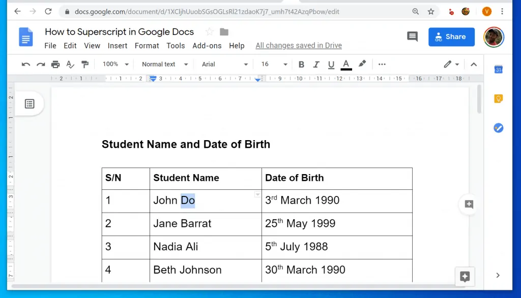 How to Superscript in Google Docs from a PC