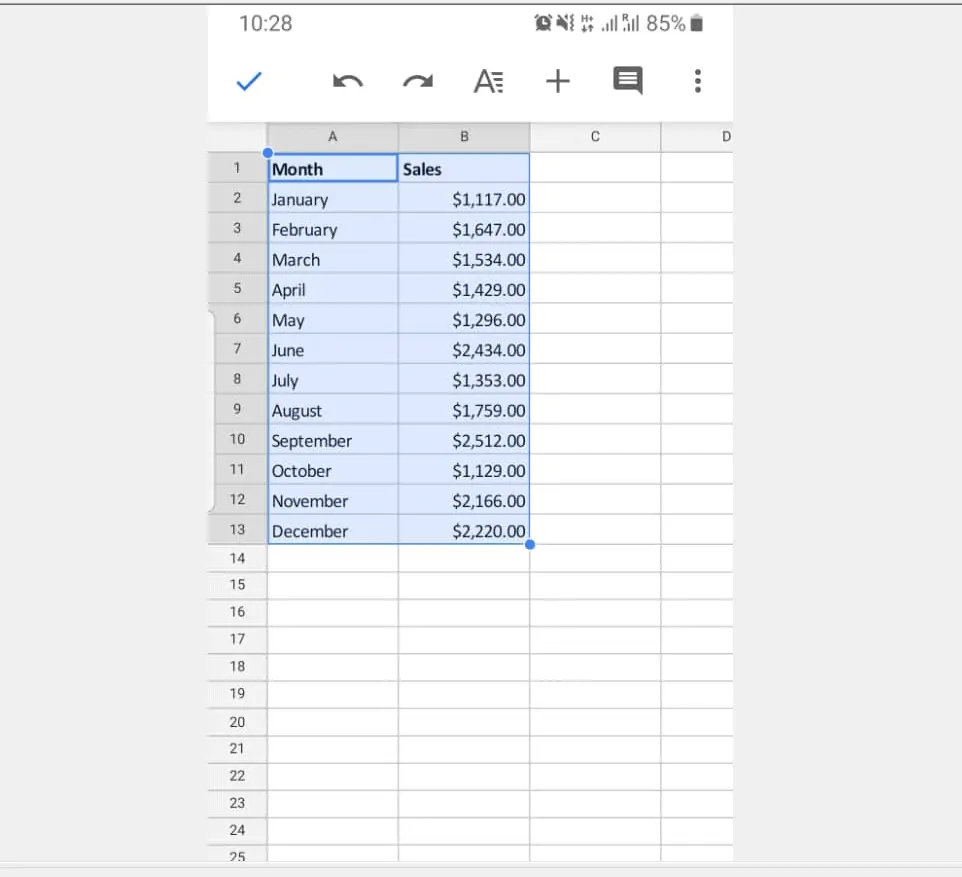 How to Make a Graph in Google Sheets from the Google Sheets App