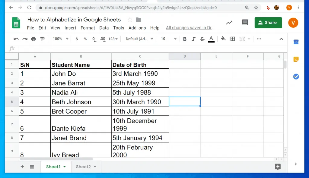 How to Alphabetize in Google Sheets from a PC