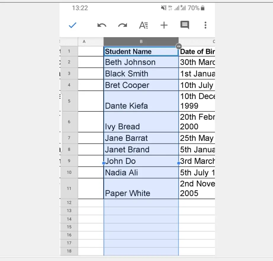 How to Alphabetize in Google Sheets from the Android App