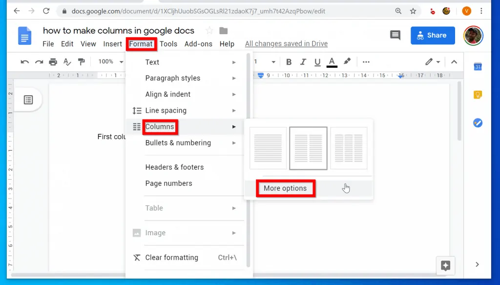 How to Modify or Delete Columns in Google Docs
