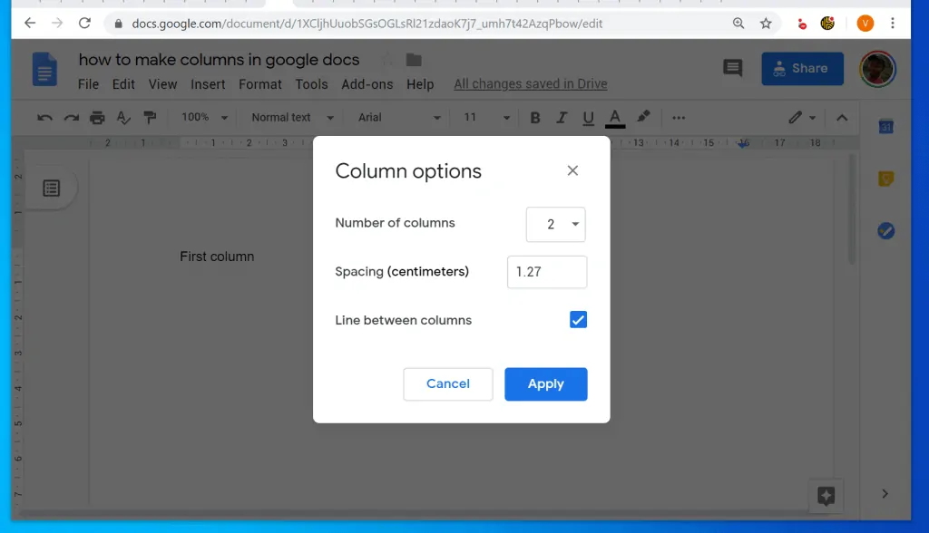 How to Modify or Delete Columns in Google Docs
