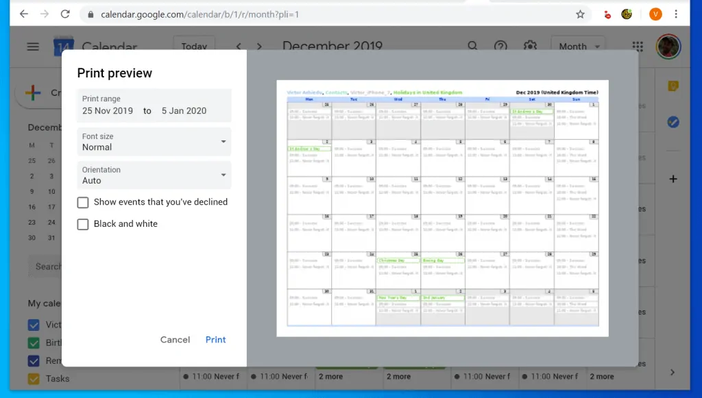 How to Print Google Calendar to Paper