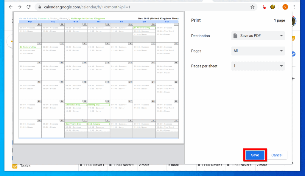 How to Print Google Calendar (Print to Paper and Save in PDF)
