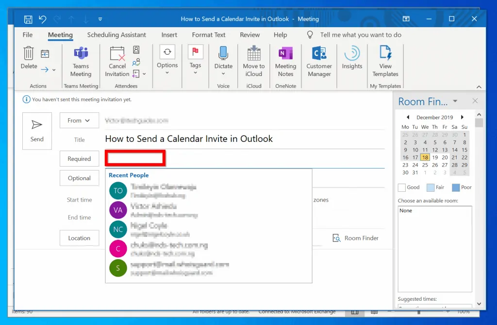 How to Send a Calendar Invite in Outlook from Windows 10