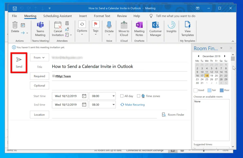 How to Send a Calendar Invite in Outlook from Windows 10