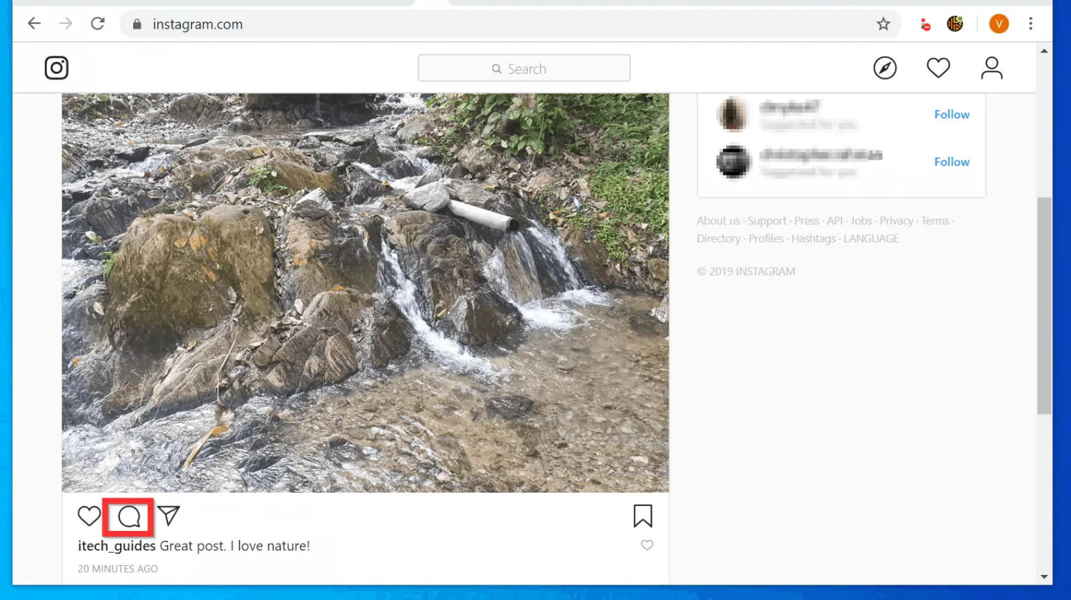 How to Delete a Comment on Instagram from a PC (Instagram.com)