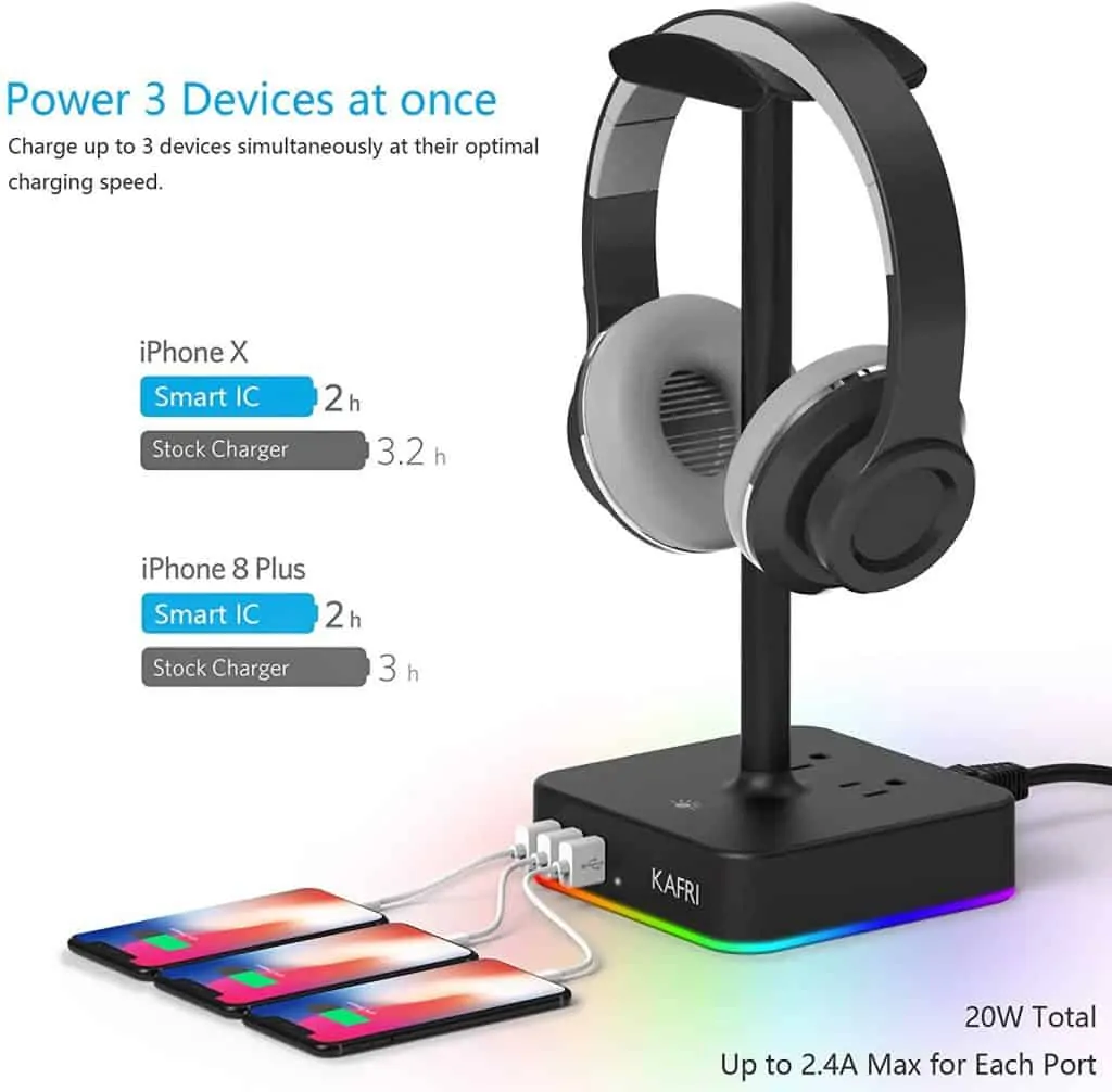 gifts for boyfriend - KAFRI RGB Headphone Stand with USB Charger