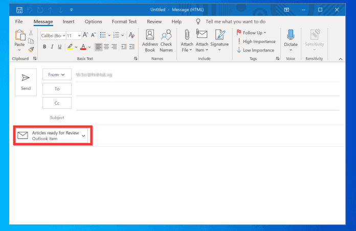 how to attach email in outlook