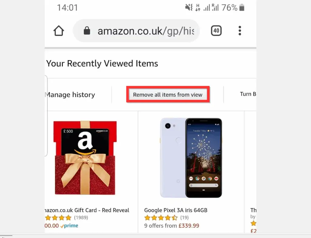 How to clear amazon search history itechguides