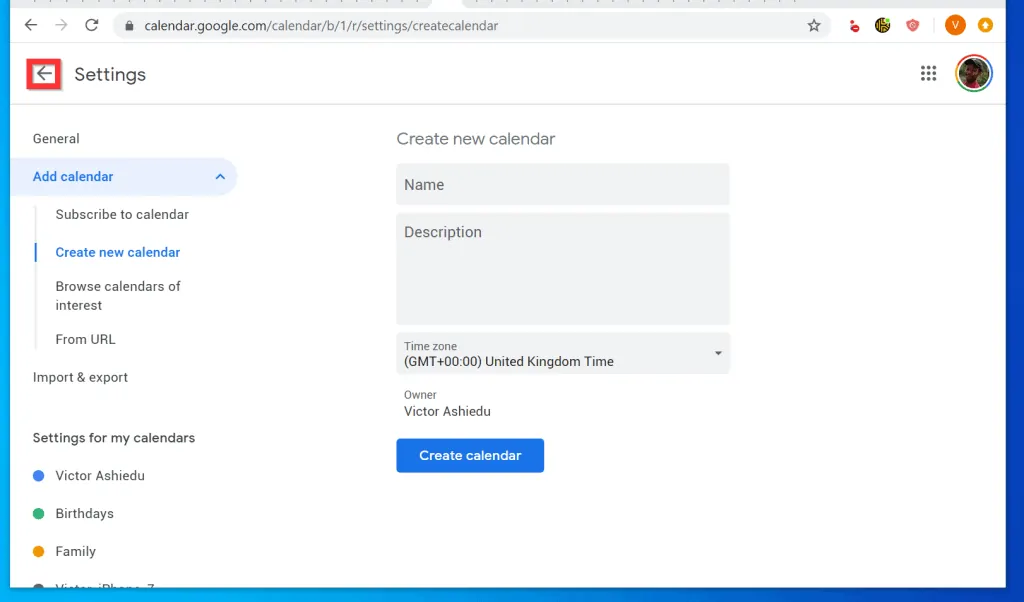Merge Google Calendars Step 2: Create a New Calendar (optional)