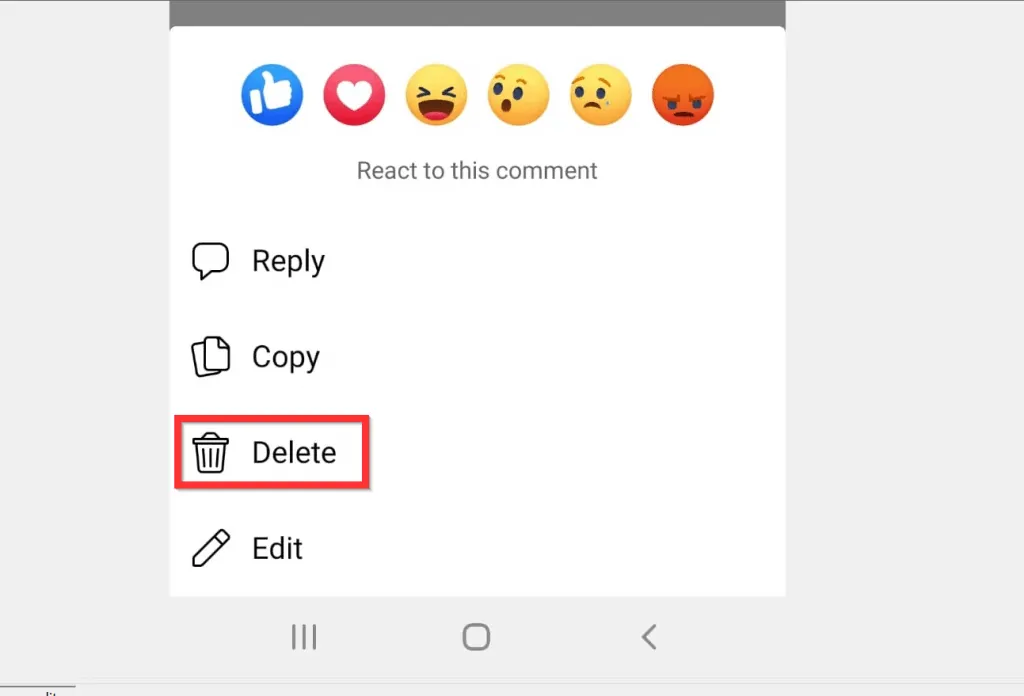 How to Delete a Comment on Facebook from Android App