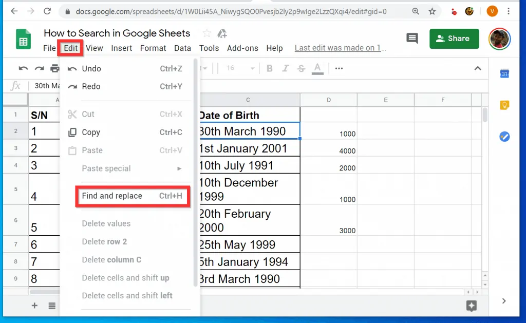 How to Search in Google Sheets from a PC