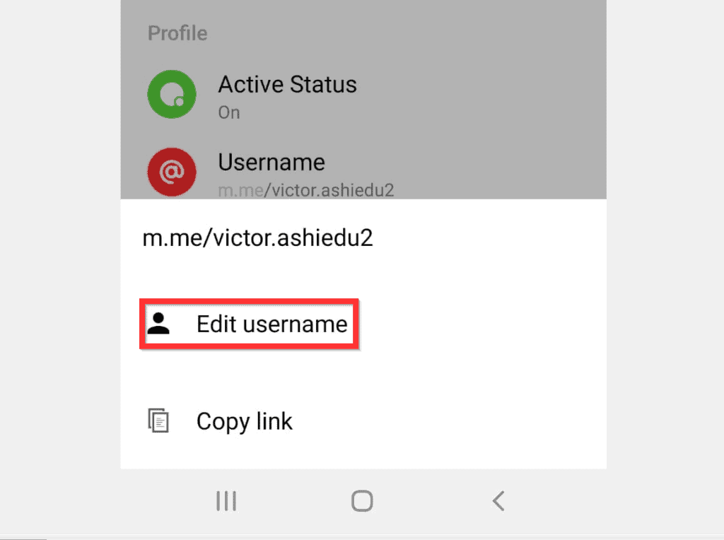 how to change my url on facebook app