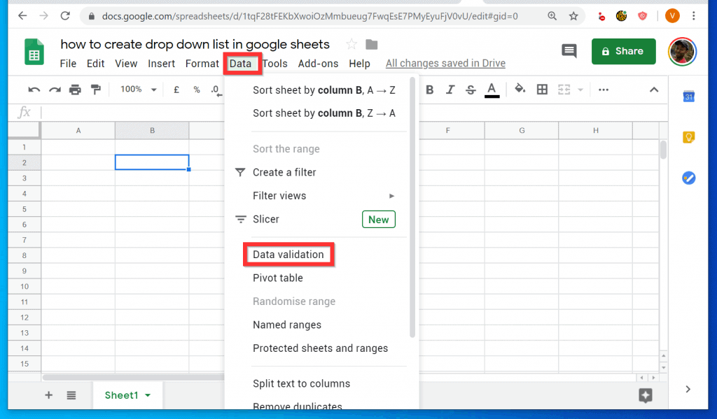 How to Create Drop Down List in Google Sheets from a PC or Android App