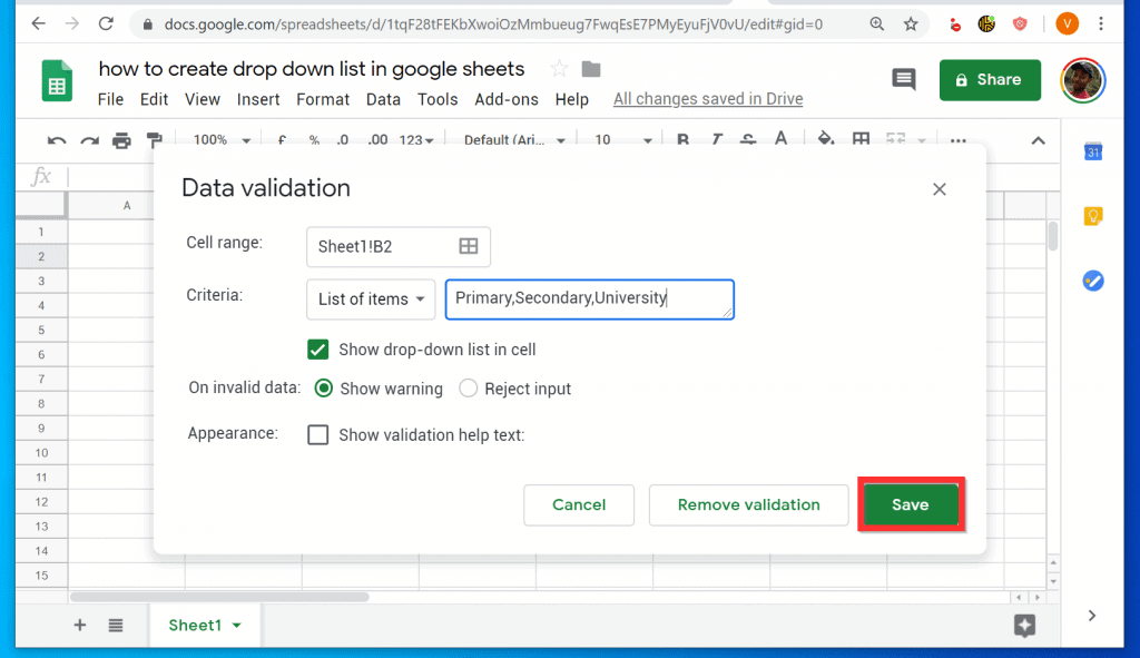 how to edit drop down list in google sheets