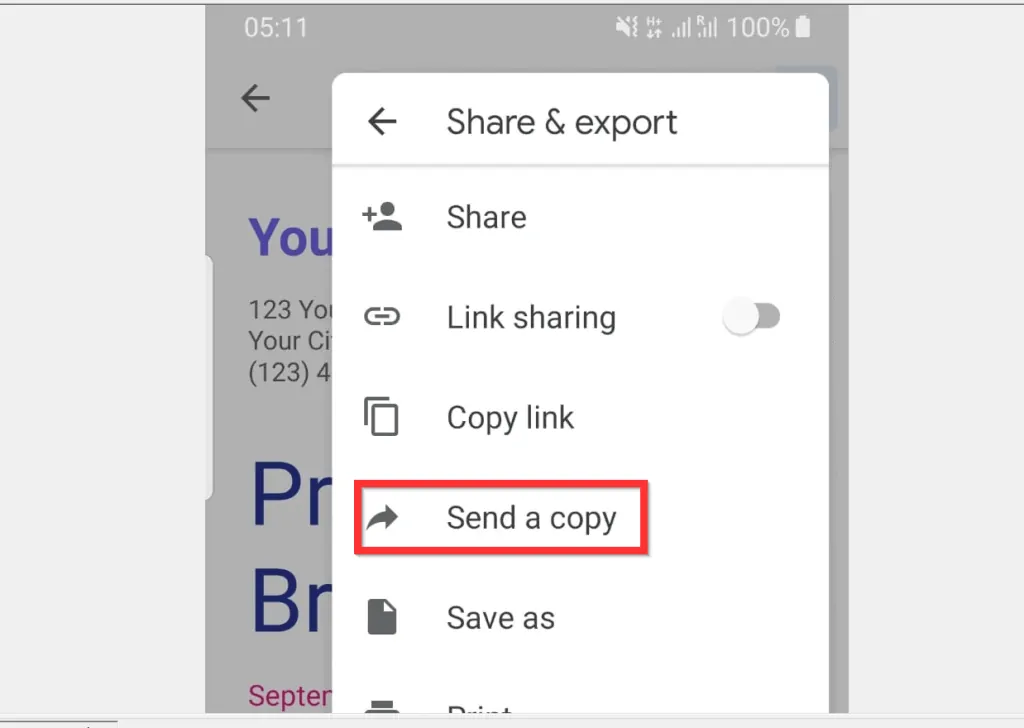 How to Email a Google Doc from Android