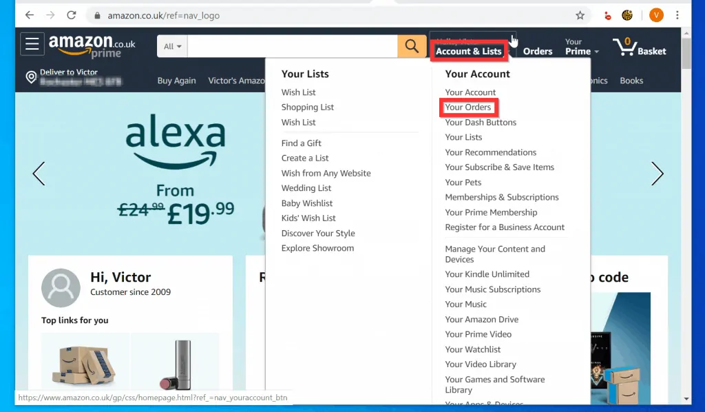 How to find Archived Orders on Amazon from Your Orders (Method 2)