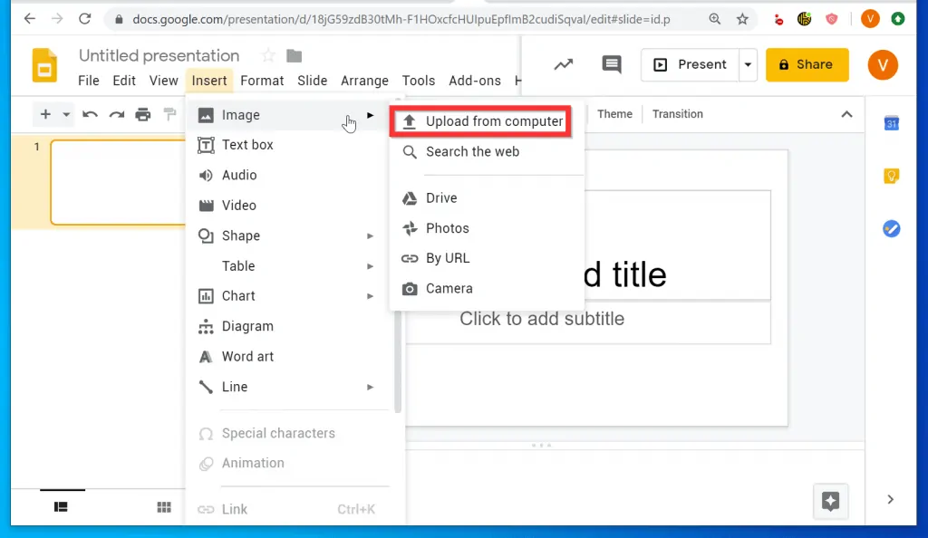How to Insert GIF Into Google Slides from a PC - Upload from Computer