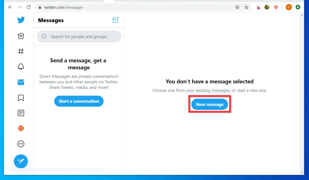 How to DM on Twitter from a PC (Twitter.com)