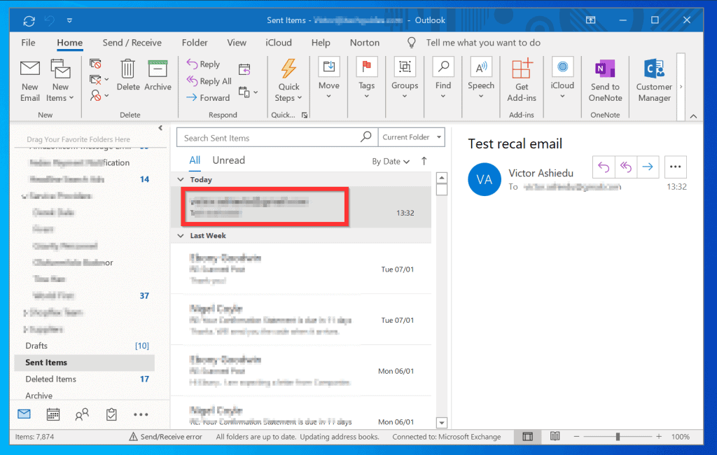 how to recall an email in outlook 2016 windows 10