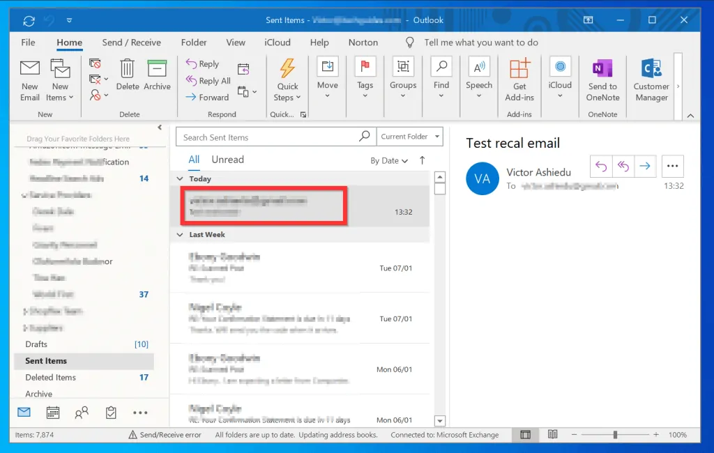 How to recall an email in outlook itechguides