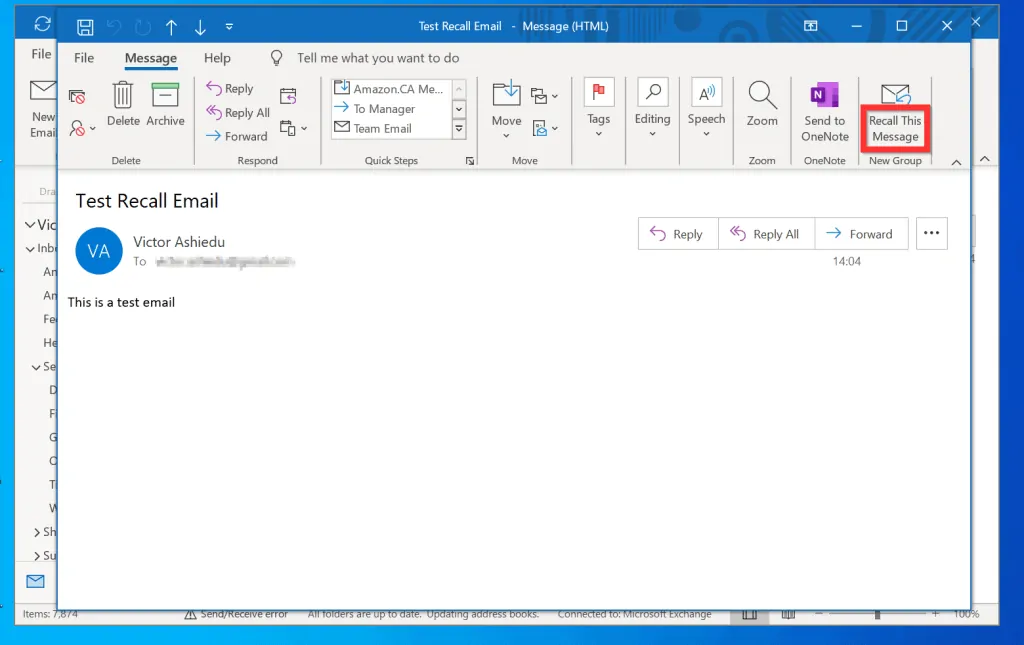 How to Recall an Email in Outlook