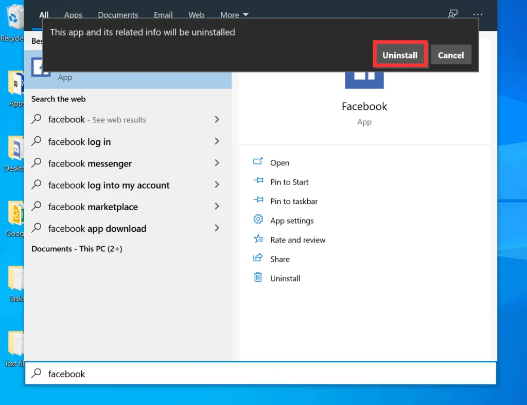 comment desinstaller facebook sur ordinateur