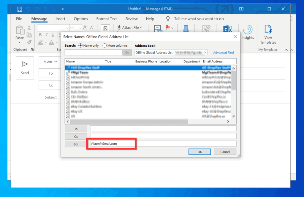 How to Bcc in Outlook from Windows 10, iPhone or Android