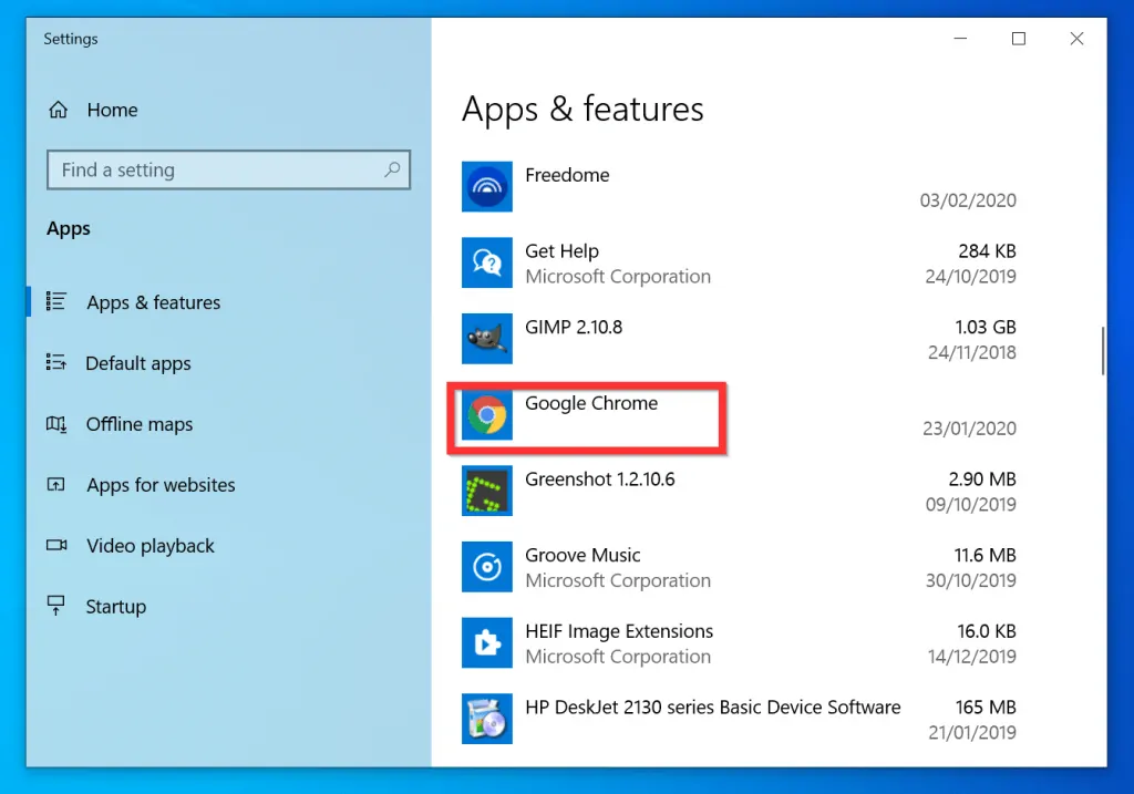 How to Uninstall Google Chrome from Windows 10 (Uninstall from Apps & Features)