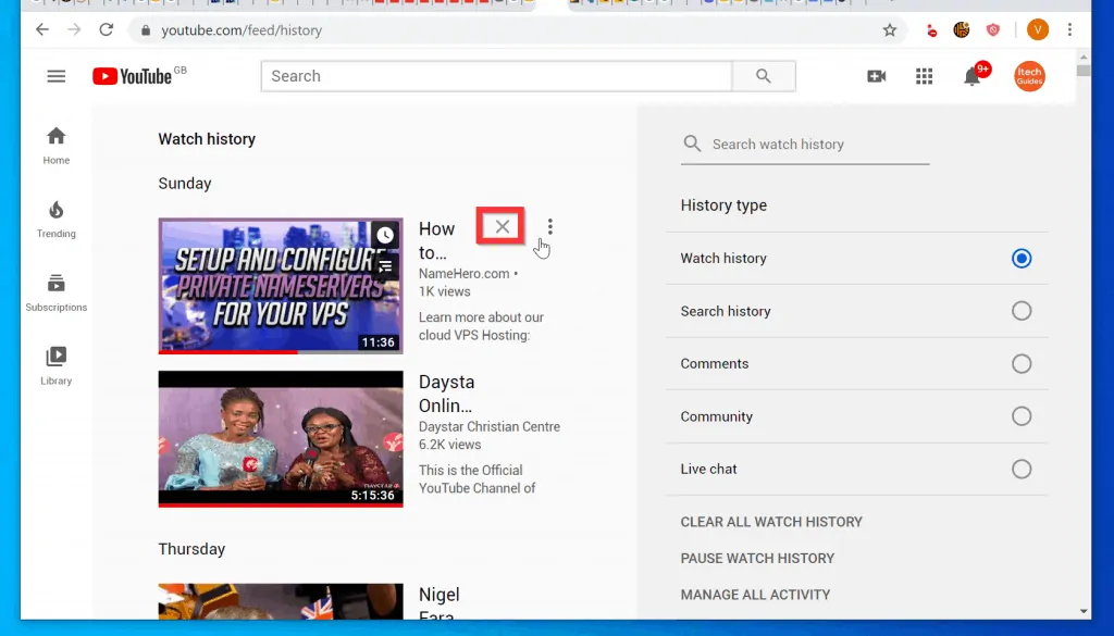 How to Clear YouTube History - Itechguides