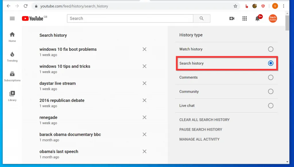 How to Clear YouTube History from a PC (YouTube.com) - Clear ALL "Search History"