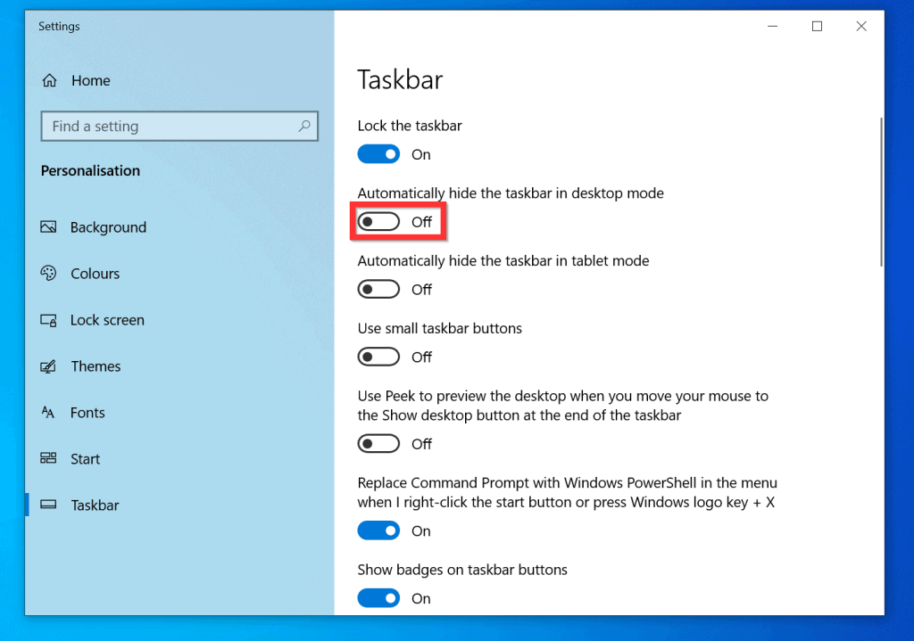 How To Hide Taskbar Windows 10