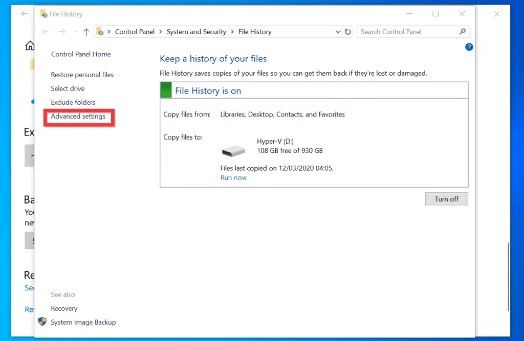 How to Delete Backup Files in Windows 10 with File History Backup