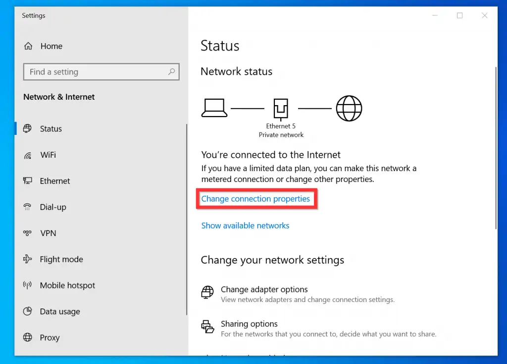 How to Find IP Address on Windows 10 from the Network Status App 