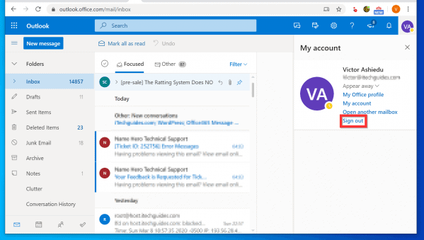 How to sign out of outlook 3 methods itechguides