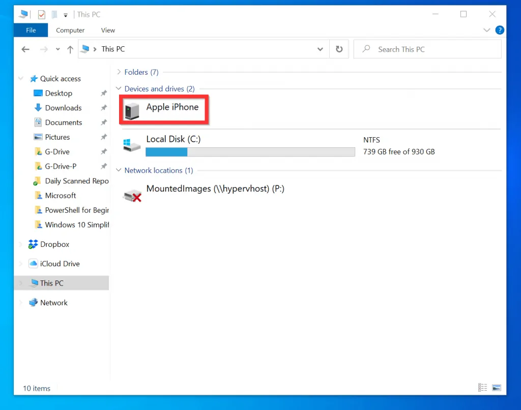 How to Transfer Photos from iPhone to PC in Windows 10 with File Explorer