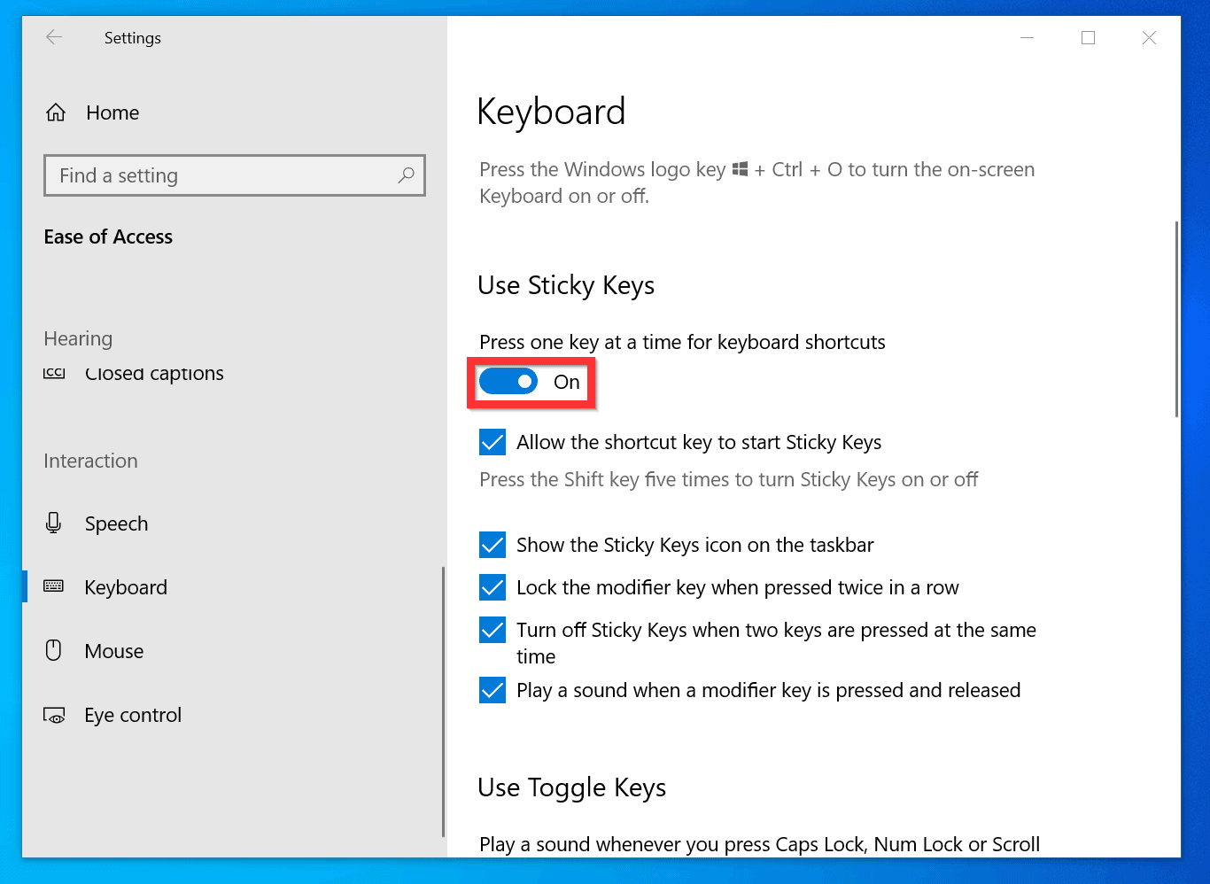 How to Turn off Sticky Keys Windows 10 (2 Methods)