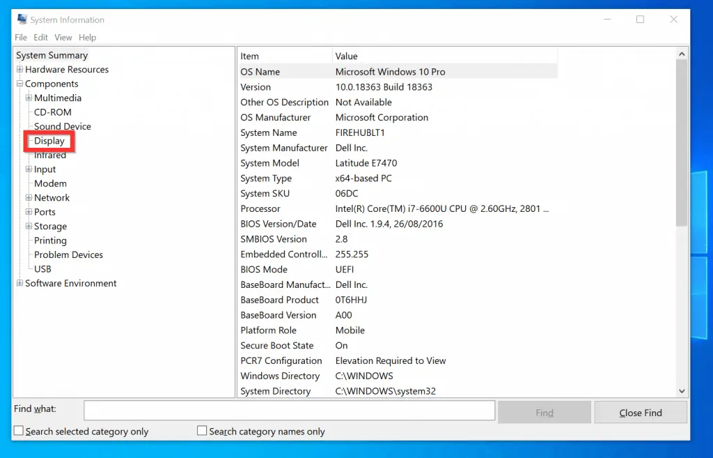 How to Check Graphics Card on Windows 10 from  System Information