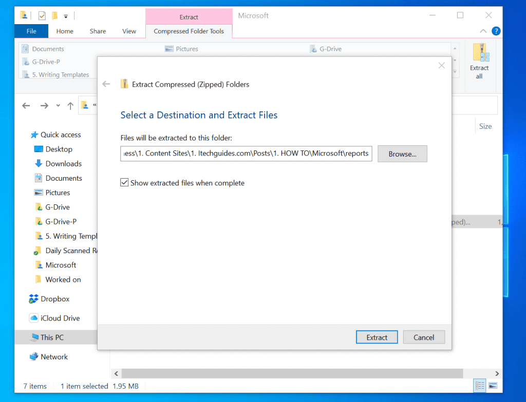 How to Unzip Files on Windows 10 from File Explorer