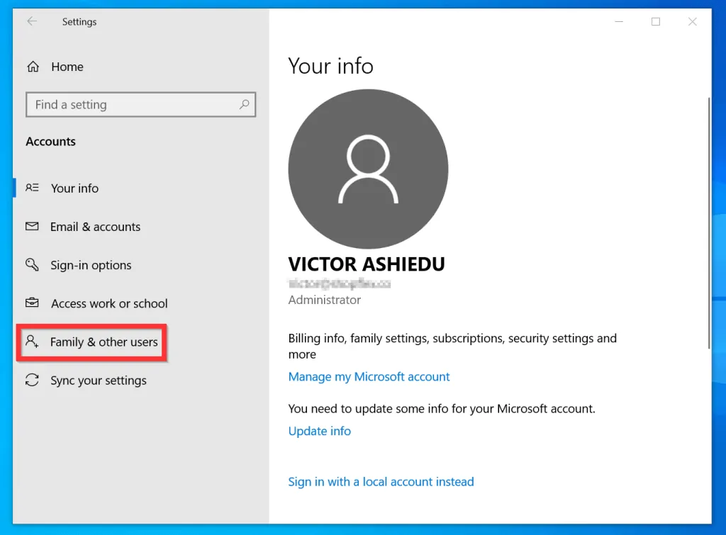 How to Get Administrator Privileges on Windows 10 via Windows Settings
