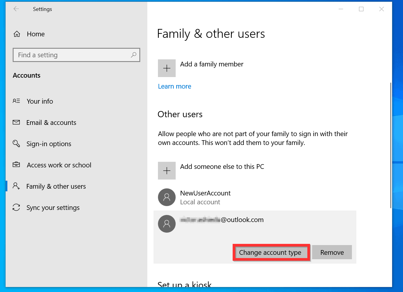 can i add or change a windows 10 microsoft account from my computer