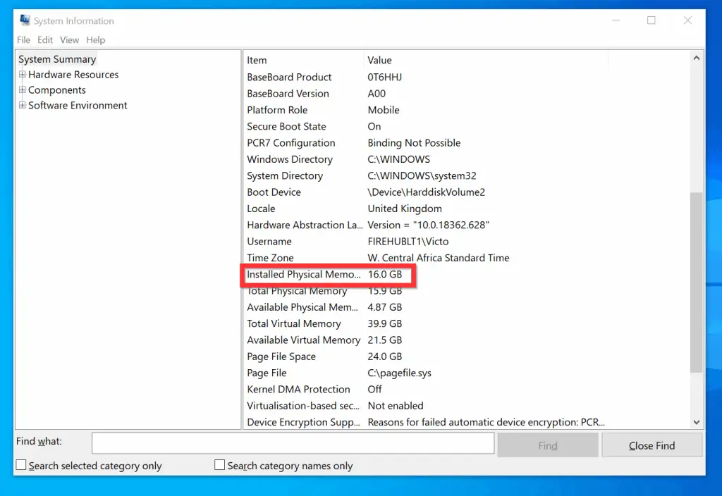 How to Check RAM on Windows 10 from System Information
