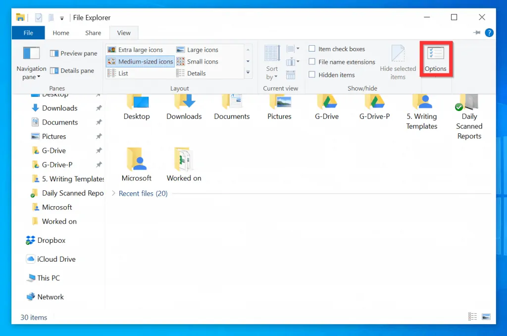 How to Unhide Folders in Windows 10: Step 3 - Disable Show Hidden Items
