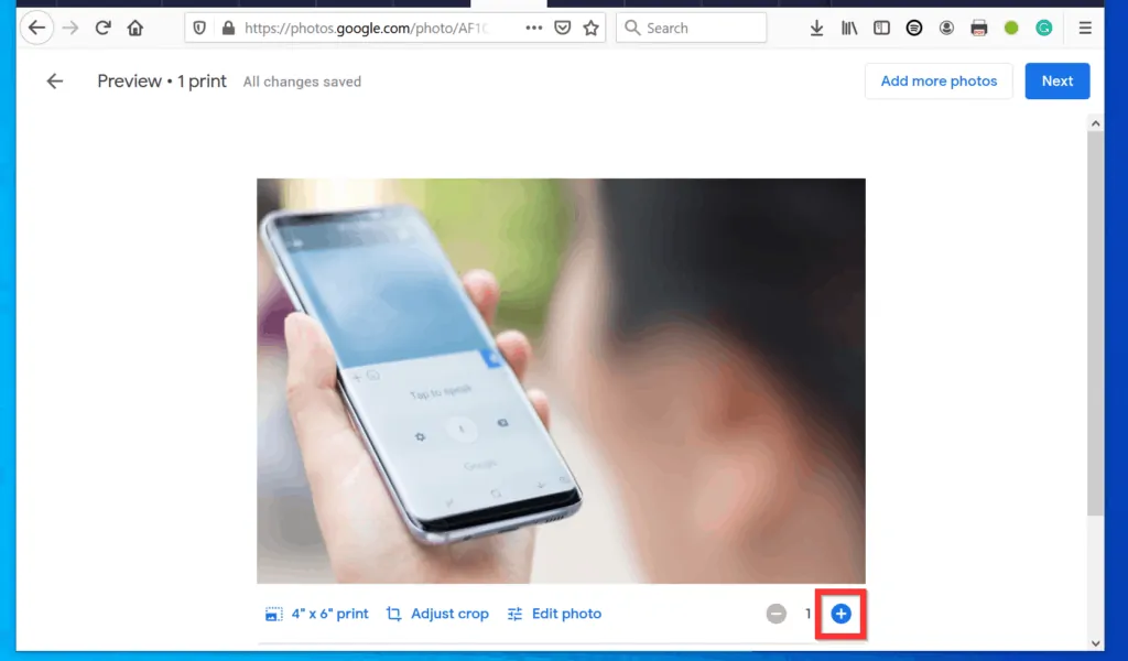How to print from google photos from a pc or android app