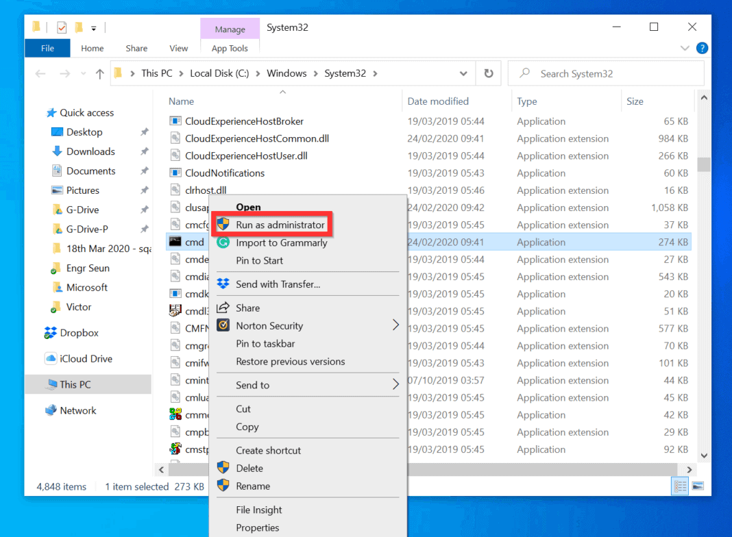 windows 10 run cmd as administrator always