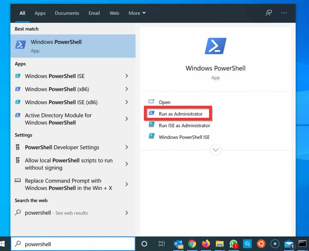 How to Run as Administrator on Windows 10 (PowerShell) - How to Run PowerShell as Administrator from Search