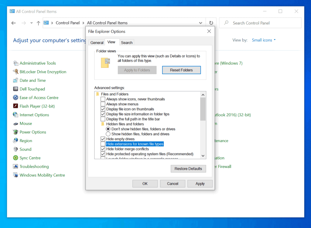how to view file extensions in windows 10